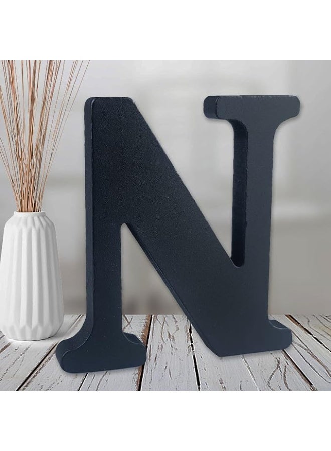 MIRFA Wooden Free Standing Decorative Letter Slices - Black - 6inches (N) - Image 1